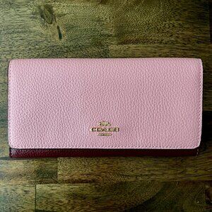 COACH Trifold Wallet, Powder Pink and Wine